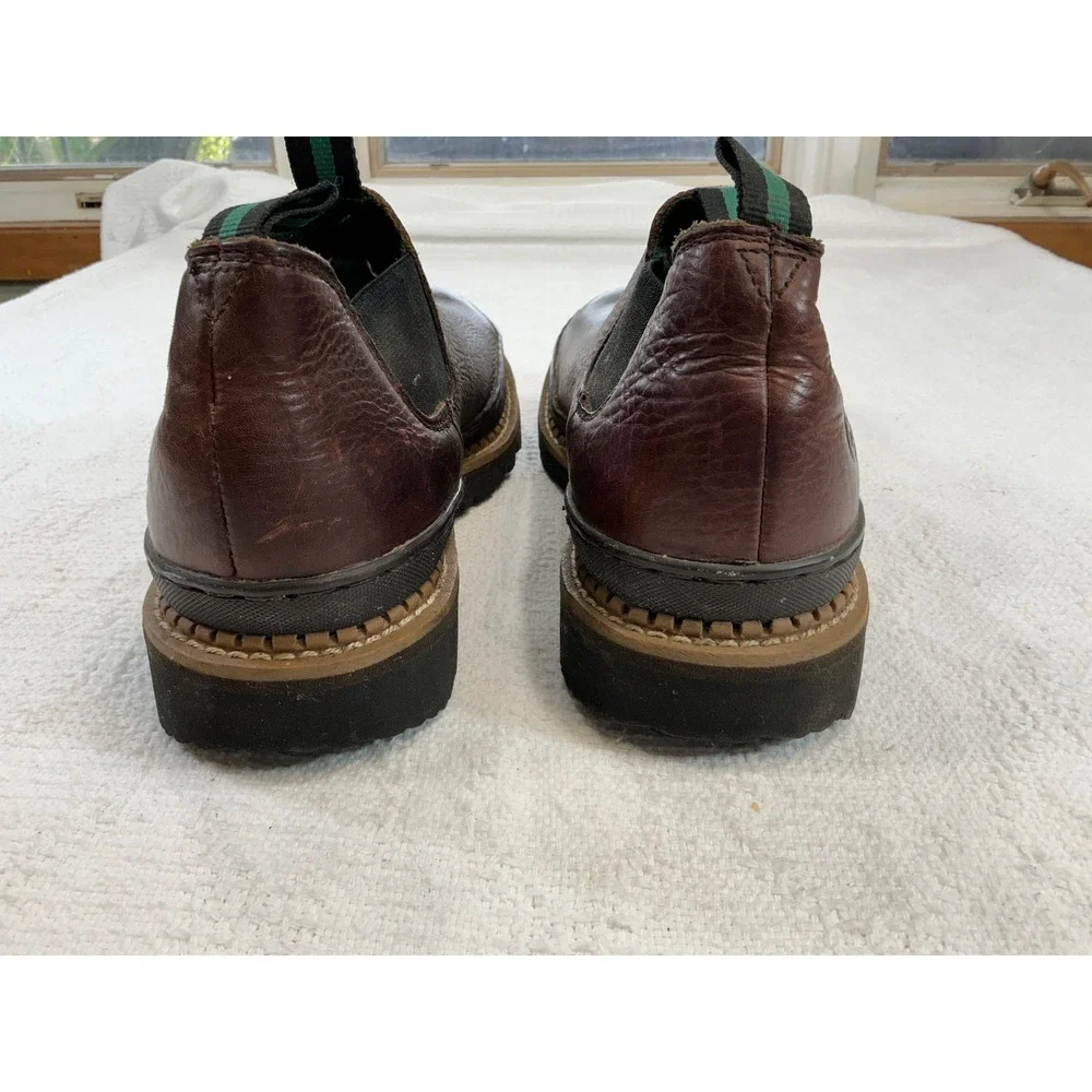 Georgia Boot Romeo Mens 12‎ Dark Brown Leather Slip On Work Shoes GR262 Lug Sole